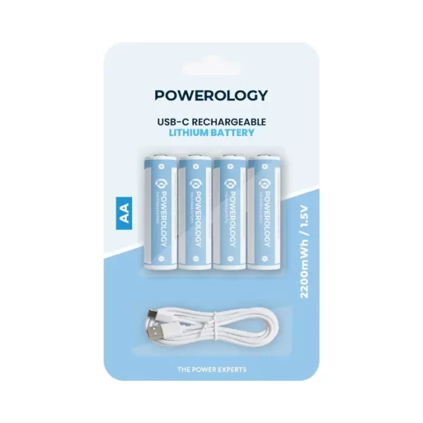 Powerology AA 2200mAh Batteries (4pcs Rechargeable)